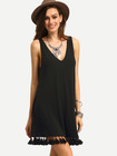 Mode Sexy V Cou Robe Sans Manches Avec V Dos Et Ourlet Theatrale