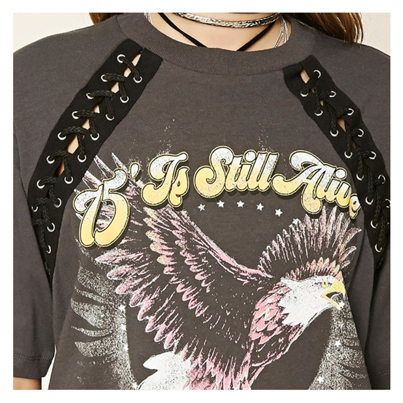 Fashion Rock Style Straps Short Sleeve T-Shirt | VoguesUs