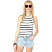 Mode Simple Et Élégant Tour De Cou De Cou Stripe Veste