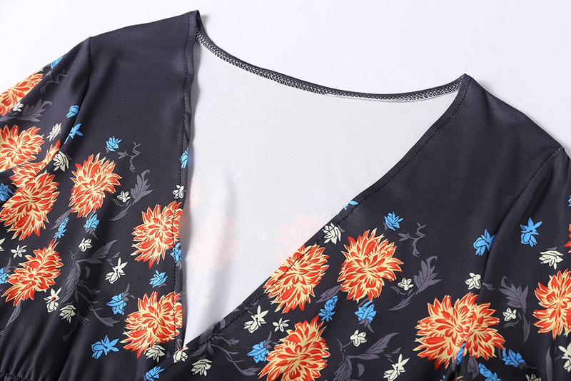 Moda Sexy Floral Cuello En V Estilo De Vestido De Viento