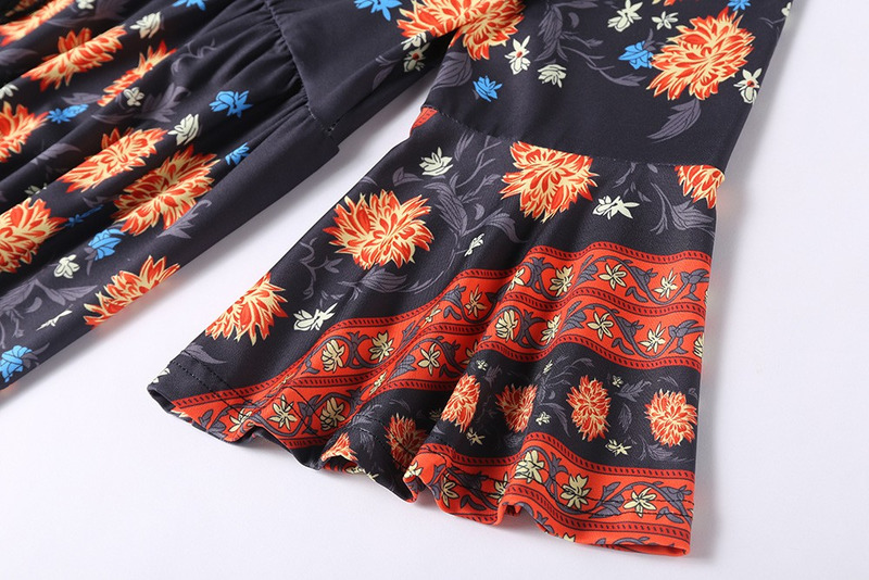 Moda Sexy Floral Cuello En V Estilo De Vestido De Viento
