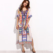 Sexy Deep V Neck And V Back Exoticism Print Maxi Dress With Strap Detail