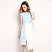 Fashion Contrast Color Sleeveless High Waisted Dress With Tie Belt Detail