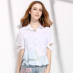 Sweet Little Fresh Hit Color Lotus Leaf Hem Short Sleeve Shirt
