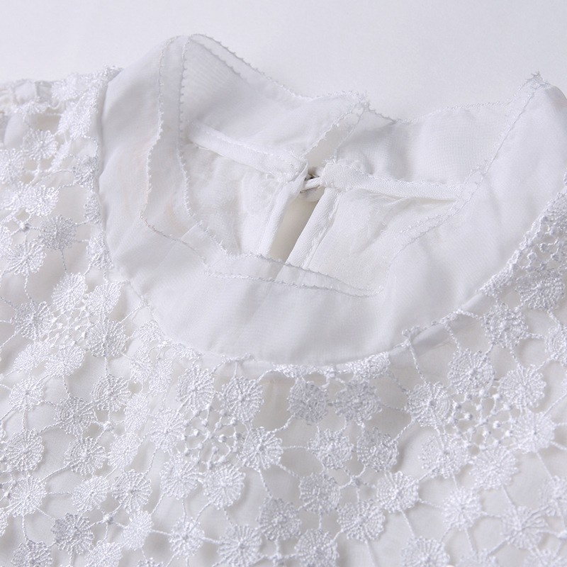 Douce Exquise Dentelle Blanche Cutwork Midi Robe | VoguesUs
