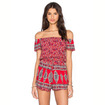 Fashion Fresh Sexy Print Collar Shorts Romper