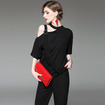 Fashion Simple Personality Strapless Loose Long Sleeve T-Shirt
