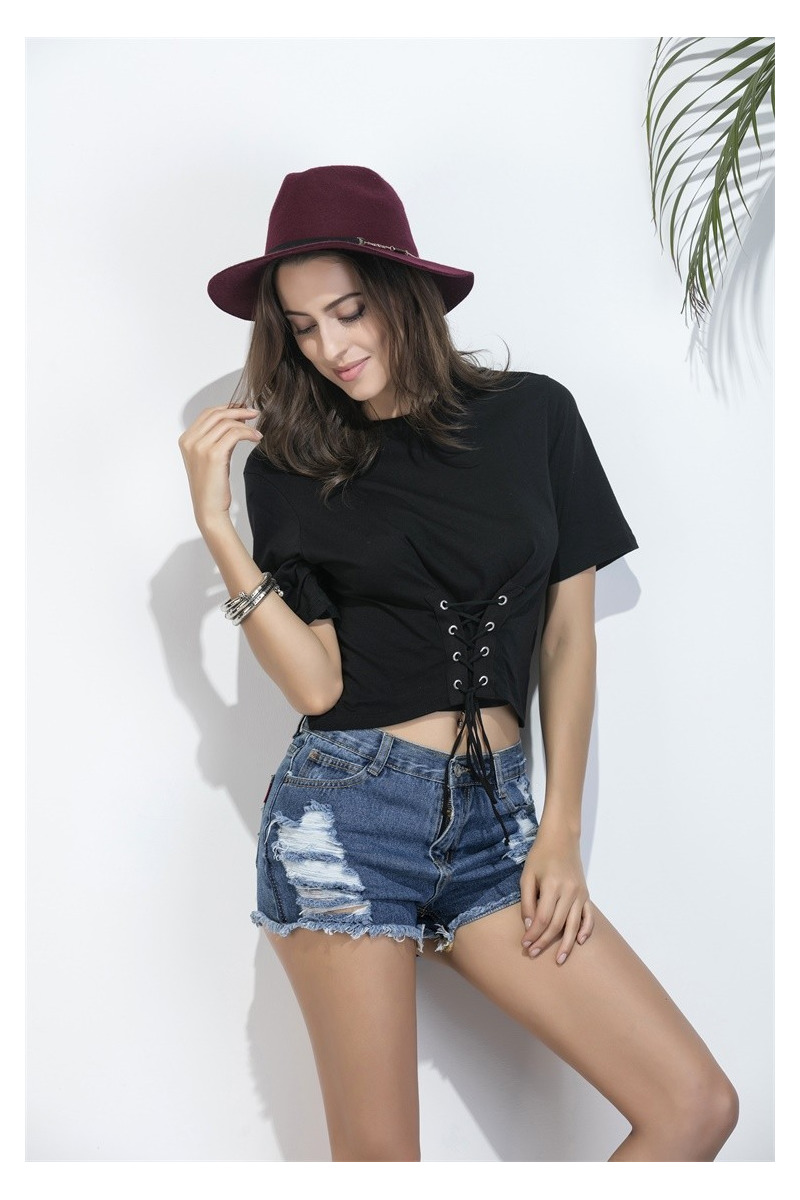 Mode Sexy Taille Gürtel Casual T-Shirt | VoguesUs