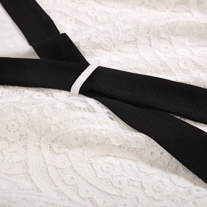 Fashion Elegant Ladies Hit Color Belt Lace Dress | VoguesUs