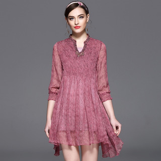 Élégant Exquis Manches 3/4, Corset Taille Midi Robe Ornée D'