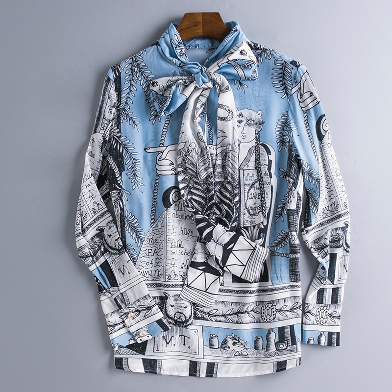 Nouveau Look De Mode De Peinture Shirt En 100% Soie Avec Noeud Papillon Détail |