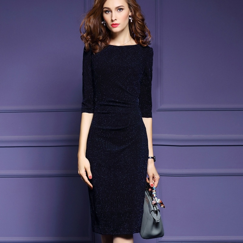 Fashion Office Style Elegant Super Slim Bodycon Midi Dress | VoguesUs