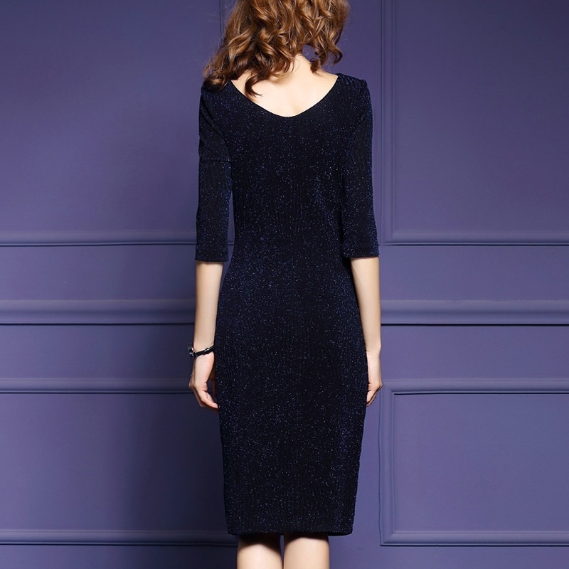 Fashion Office Style Elegant Super Slim Bodycon Midi Dress | VoguesUs