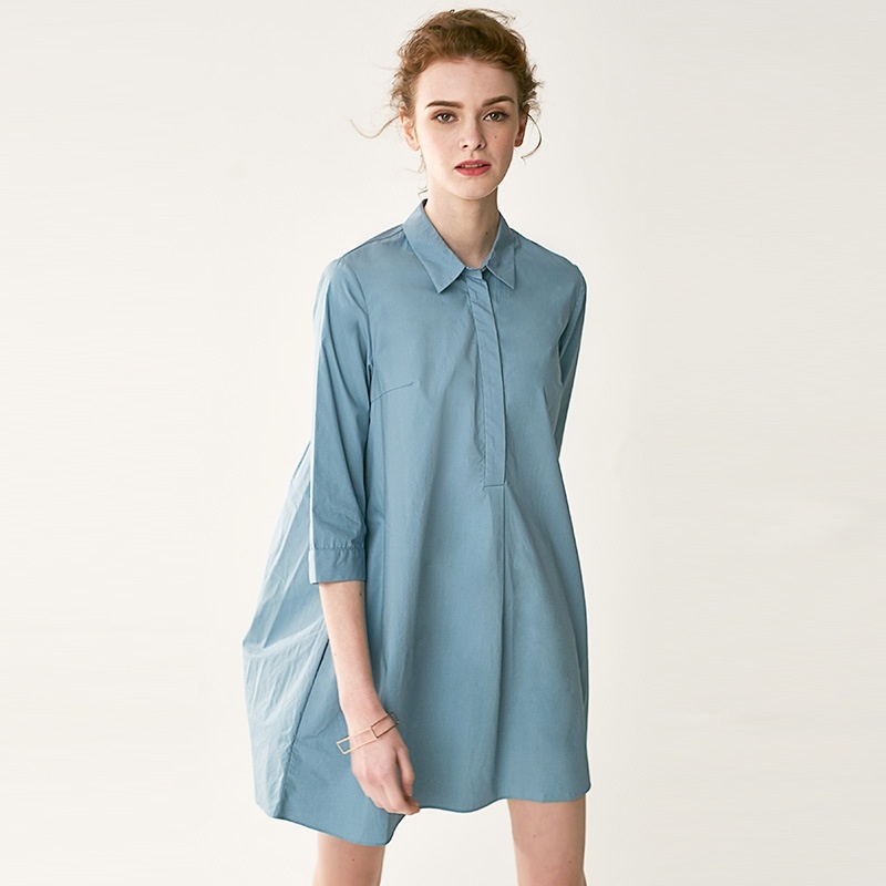 Einfache Und Casual-Kleid Mit Kragen | VoguesUs