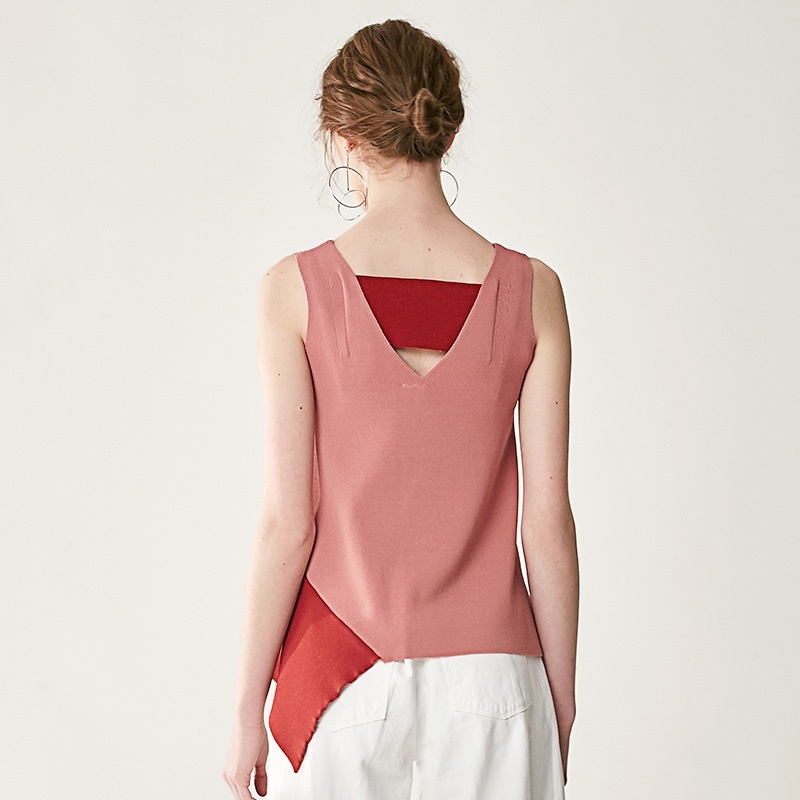 Comfortable Leisure Low Neck Contrast Color Stitching Vest | VoguesUs