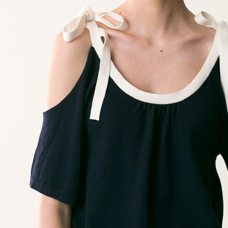 De La Mode Casual À Froid De L'Épaule T-Shirt Gilet Avec Noeud Courroie D'Épaule |