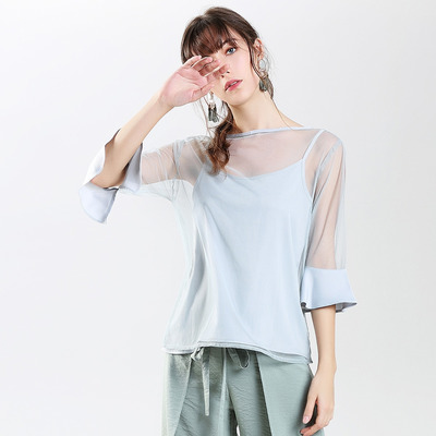 Fresh And Simple Perspective Lotus Leaf Sleeve Sling Two Sets |
