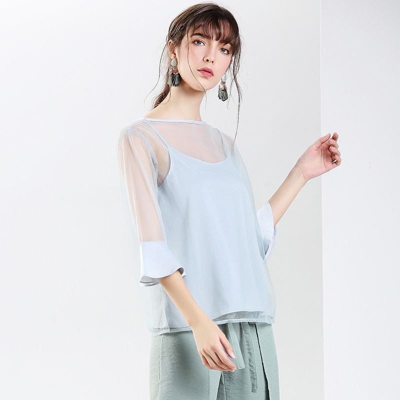 Fresh And Simple Perspective Lotus Leaf Sleeve Sling Two Sets |