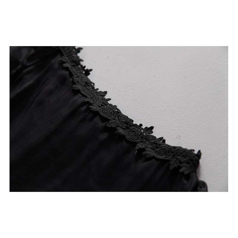 Elegante Capas De Manga Larga De Encaje Negro Vestido De Malla