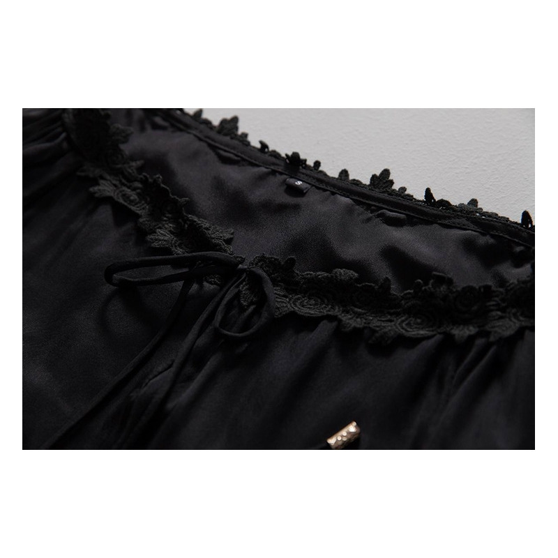 Elegante Layered Long Sleeve Black Lace Mesh-Kleid | VoguesUs