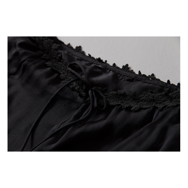 Elegante Layered Long Sleeve Black Lace Mesh-Kleid | VoguesUs