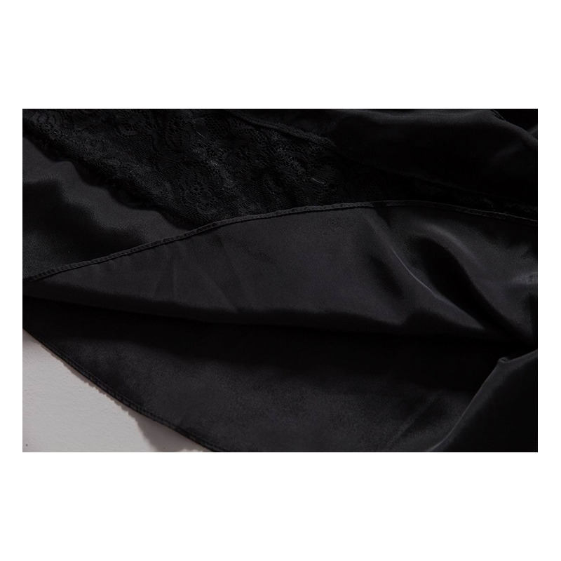 Elegante Capas De Manga Larga De Encaje Negro Vestido De Malla