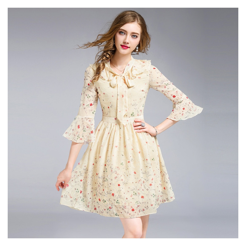Sweet And Lovely Fresh Floral Bow Dress | VoguesUs