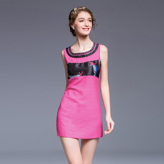 Fashion Trend Personality Stitch Hit Color Vest Dress | VoguesUs