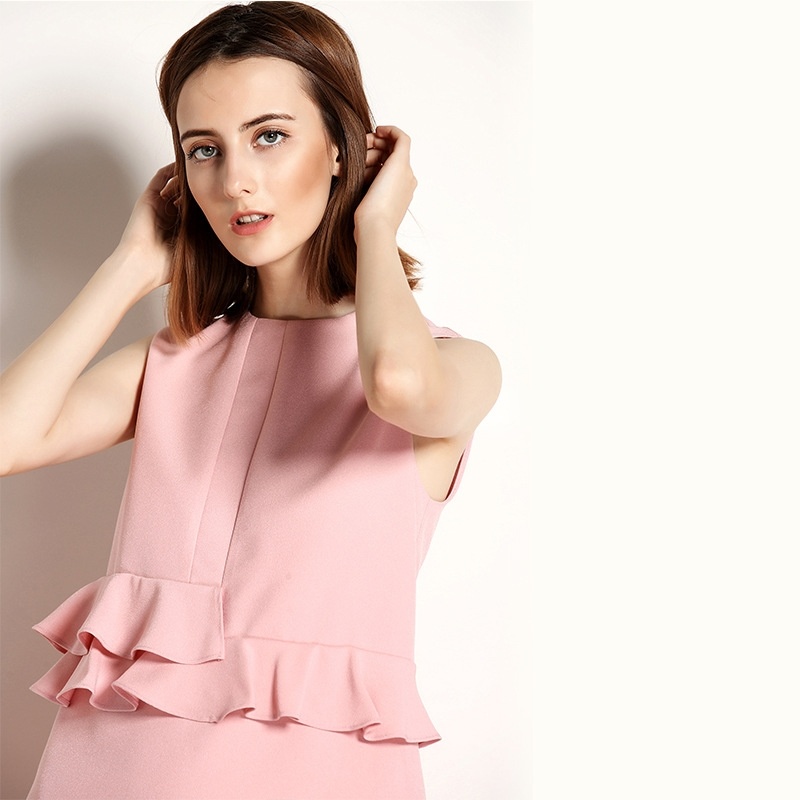 Sucré Rose Sans Manches, Robe À Volants Taille | VoguesUs