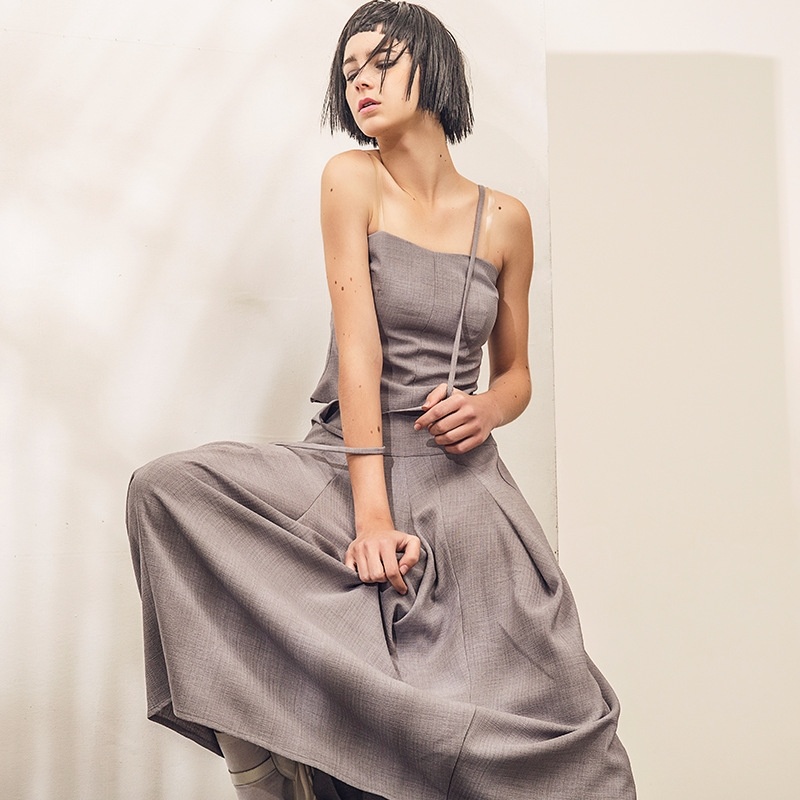 Fashion Off Shoulder Camisole Strap Two Set Maxi Dress | VoguesUs