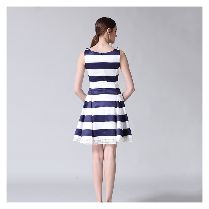 La Mode Belle Et Douce Cerise Rayé Robe Sans Manches |