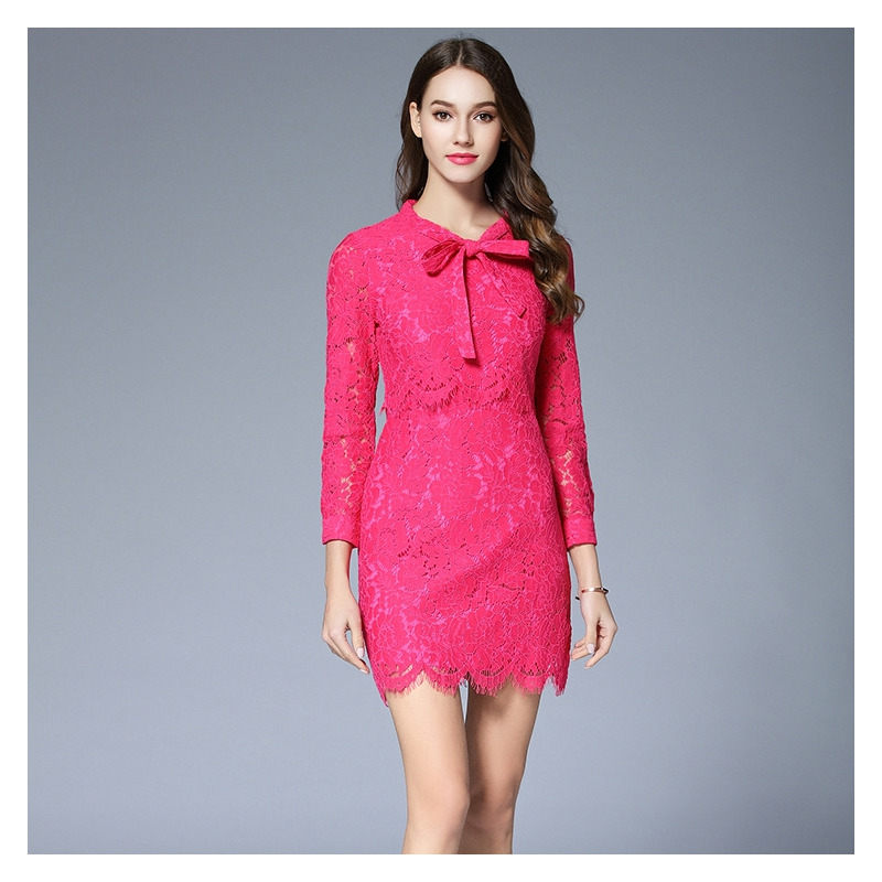 Elegante Encaje Mariposa Vestido Con Pajarita