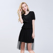 Fashion Personality Trend Of Pure Color Splicing Yarn Skirt Dress