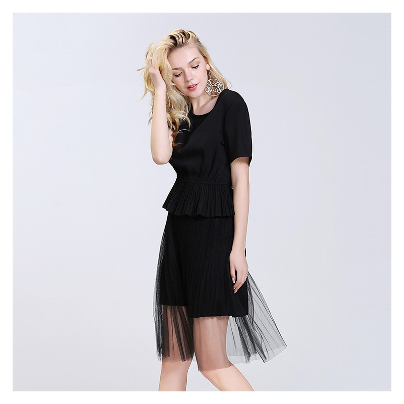 La Mode De La Personnalité De La Tendance De La Couleur Pure, L'Épissage Fil Robe Jupe |