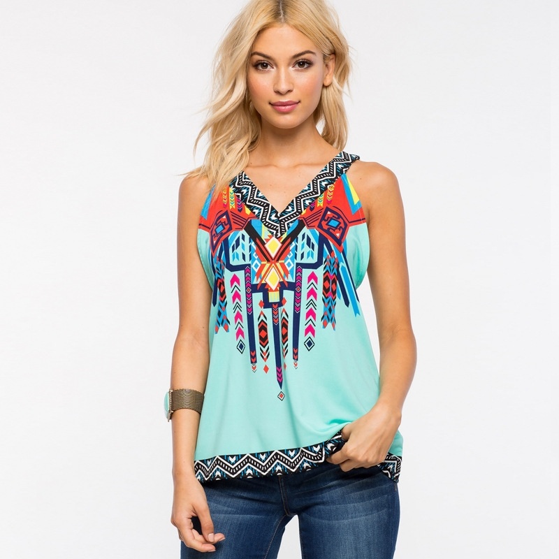 La Moda Exotismo Hermosa Sin Mangas De Cuello V Chaleco T-Shit