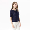 Sweet Short Sleeves Lace T-Shirt With Tie Collar