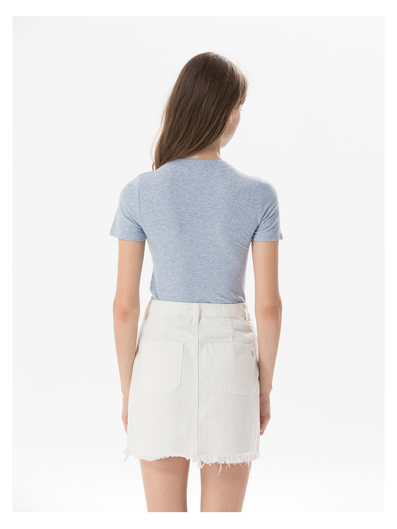 La Moda Apretado V Cuello Manga Corta T-Shirt