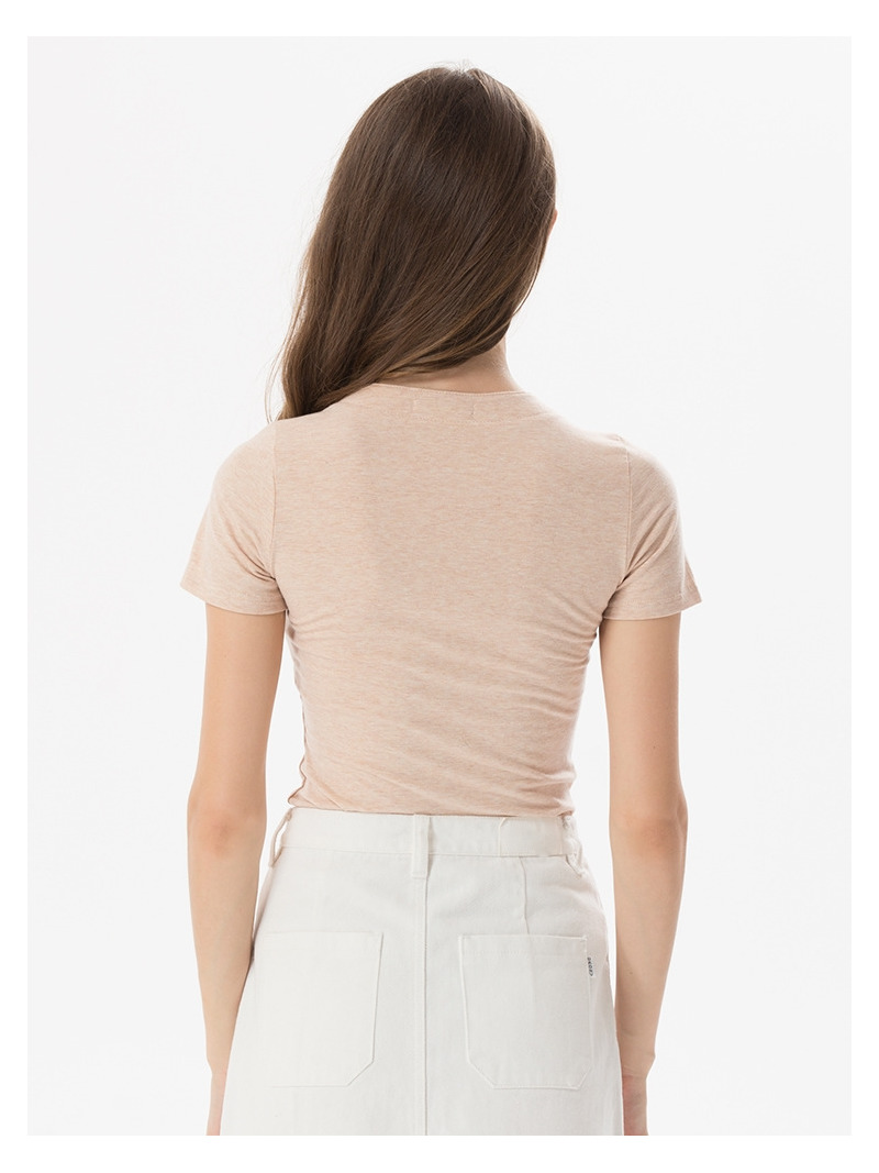 La Moda Apretado V Cuello Manga Corta T-Shirt