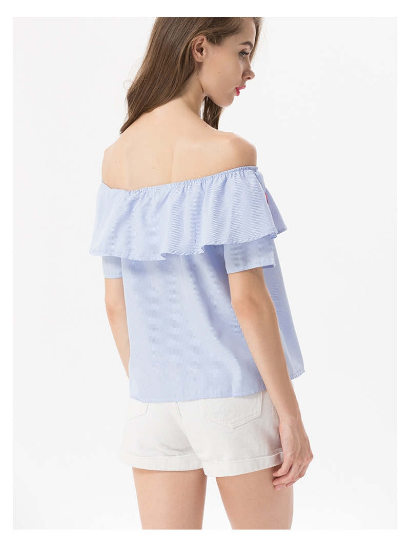 Süße Und Frische Blumen Bestickt Lotus-Blatt-Off-Schulter Bluse |