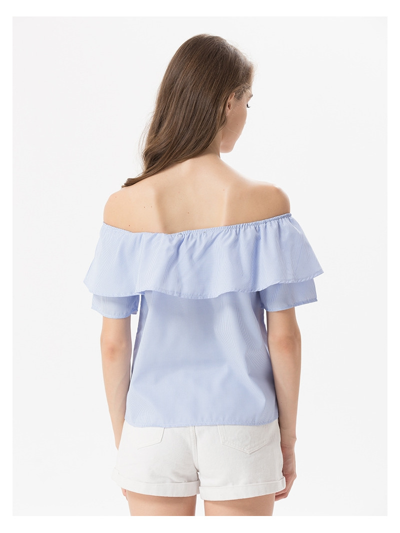 Süße Und Frische Blumen Bestickt Lotus-Blatt-Off-Schulter Bluse |