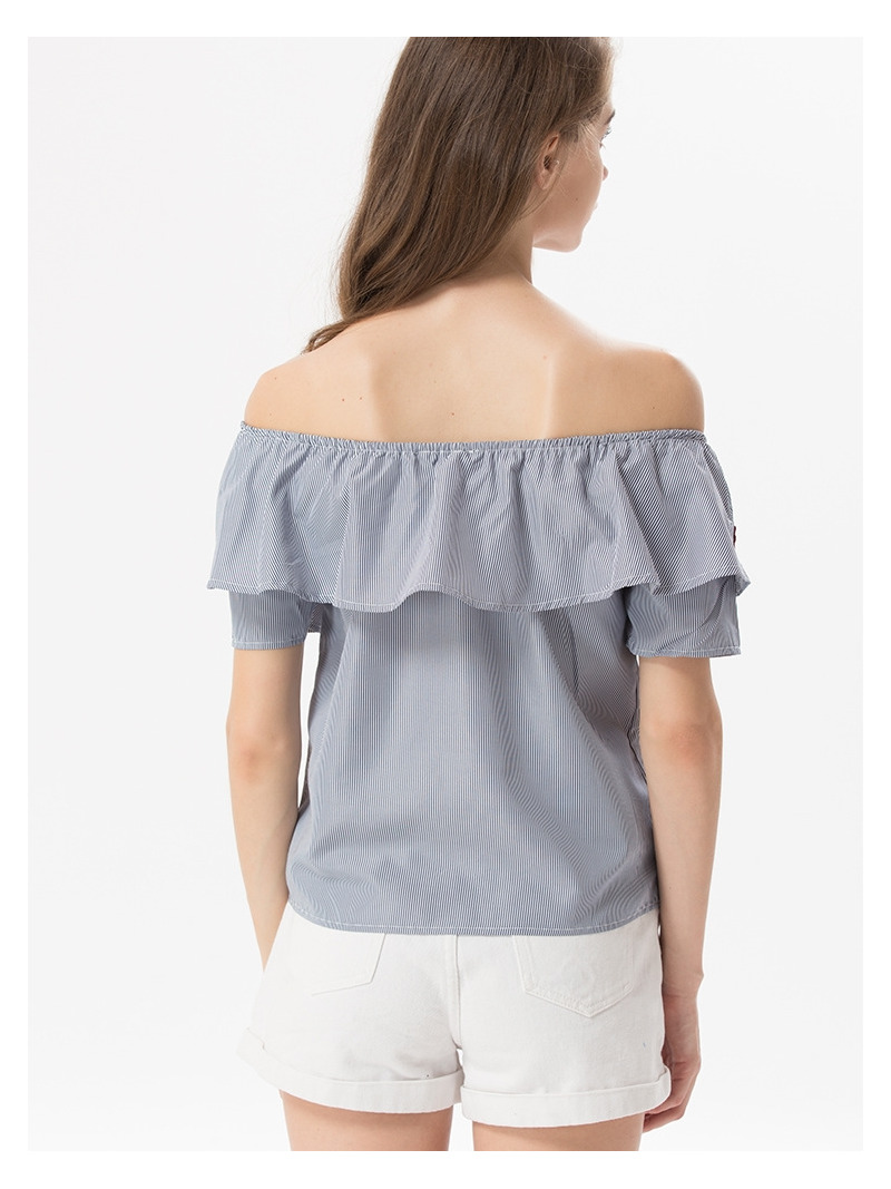 Süße Und Frische Blumen Bestickt Lotus-Blatt-Off-Schulter Bluse |