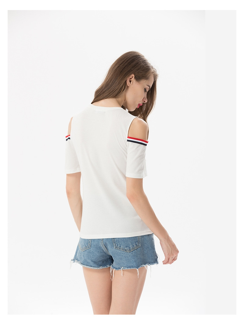 École De Mode De Style De Bande De Contraste Épaule Off Chemisier Haut |