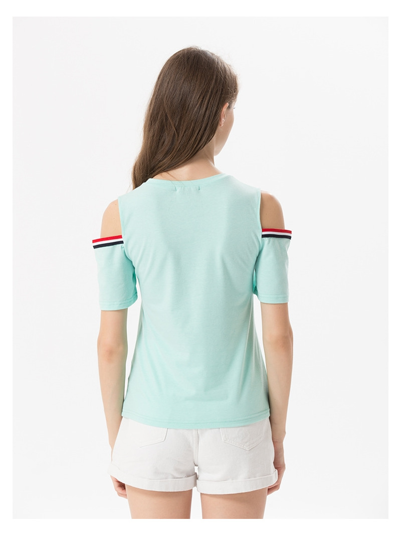 Mode-College-Style-Kontrast-Streifen-Off Shoulder Bluse Top | VoguesUs