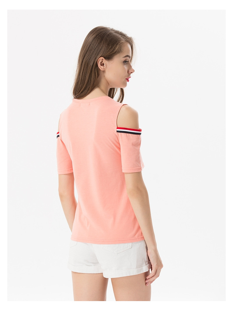Mode-College-Style-Kontrast-Streifen-Off Shoulder Bluse Top | VoguesUs