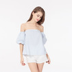 Sweet Lady Frischen Bubble Ärmel Mit Streifen-Off Schulter Bluse