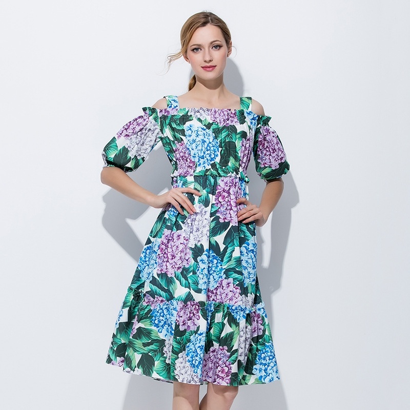 Sweet And Fresh Off Shoulder Floral Embroidery Midi Dress | VoguesUs