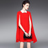 Klasse Fashion-Cape-Detail Midi Kleid Mit Kontrast-Kragen | VoguesUs