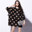 Mode Freizeit Süße Kleine Bären-Print-Locker Neun Ärmeln T-Shirt-Kleid