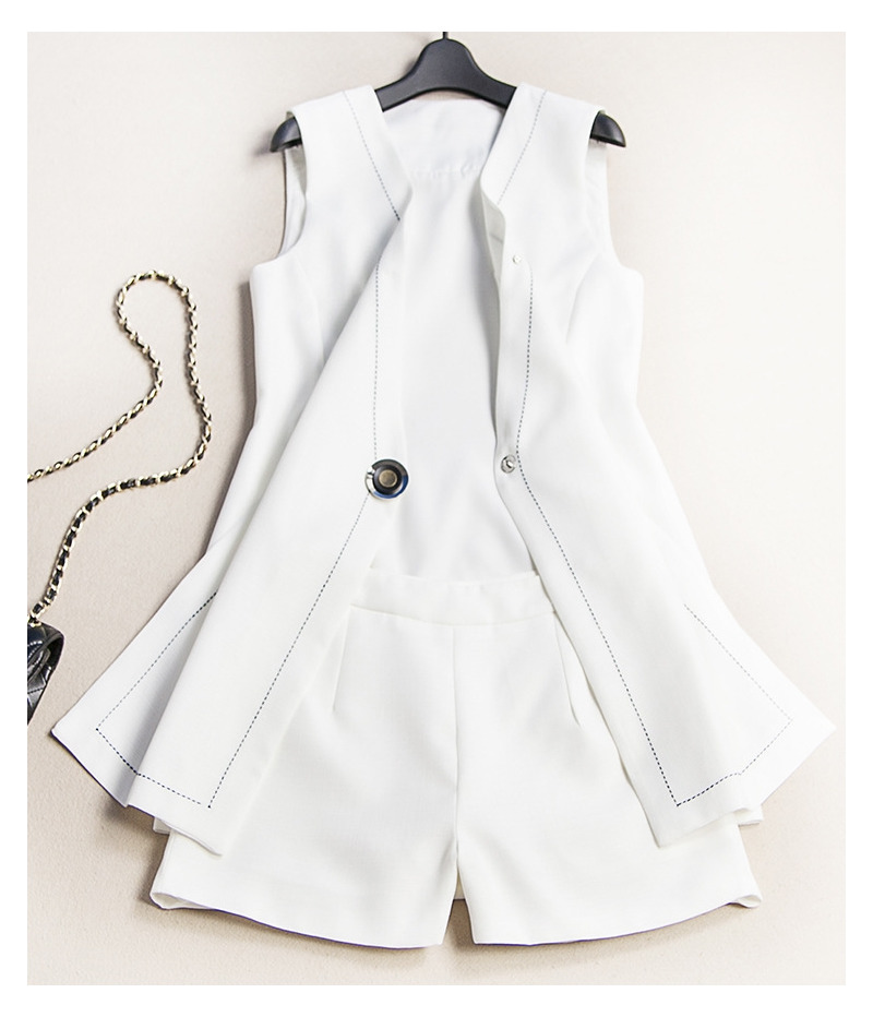 Fashion Open V Neck Sleeveless Gilet With Shorts Suit | VoguesUs