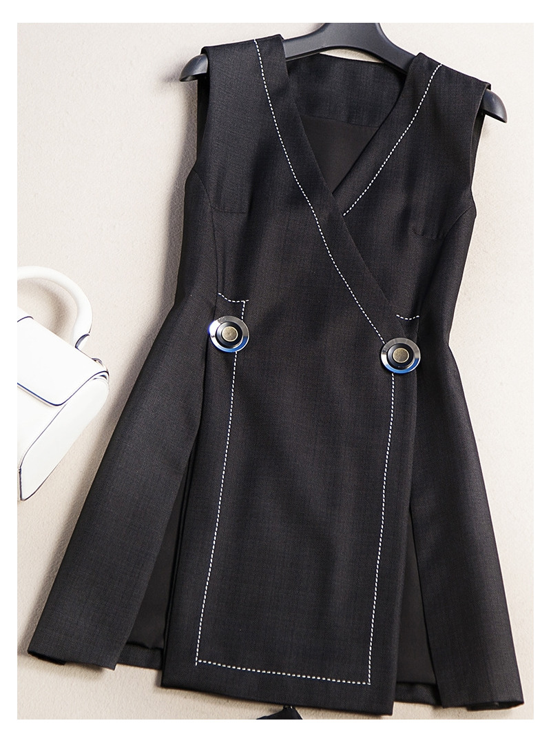 Fashion Open V Neck Sleeveless Gilet With Shorts Suit | VoguesUs